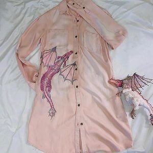 One of a kind! Hand Painted Pink dragon dress